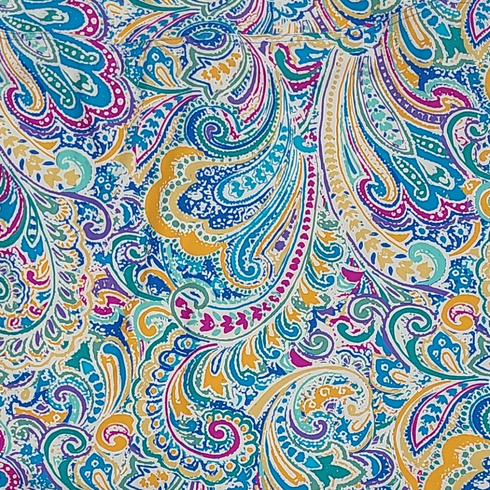 SUNSETS Turquoise Purple & Yellow Paisley Print Skirted Swimsuit Bottom Sz 16 - Picture 3 of 12